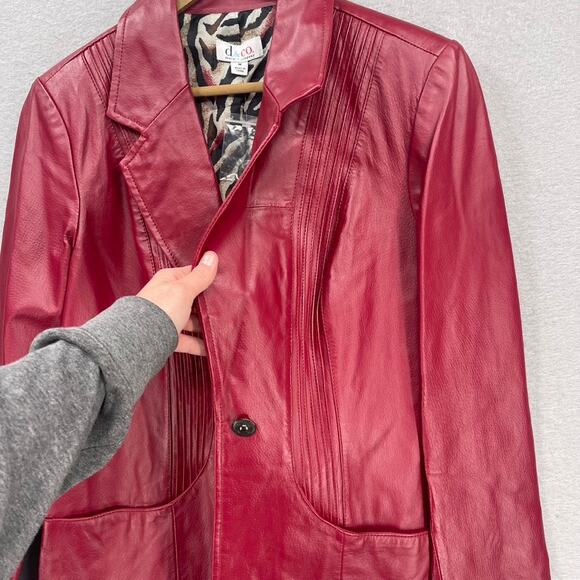 Denim and Co Leather Jacket Medium Cherry Red Burgundy Blazer Boho Western - Picture 5 of 15